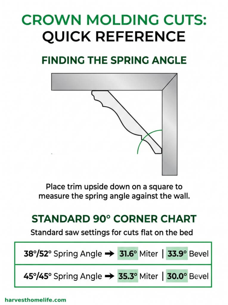 Free Crown Molding Angle Calculator & Cut Chart 1 crown molding angle cut chart guide