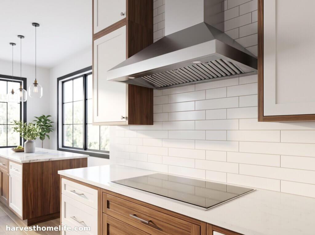 modern kitchen finished range hood installation