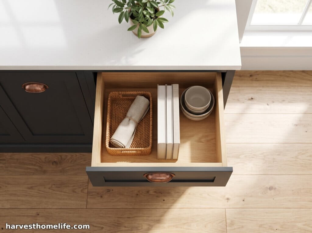 Pull Out Shelf Cost Calculator: Find Exact DIY & Pro Estimates 2 minimalist charcoal kitchen cabinet overhead view